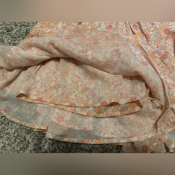 Women’s Small Floral Ruffle Skort Cottagecore Boho Mini Skirt Shorts Overlay - Picture 3 of 4